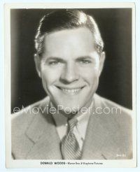 6m152 DONALD WOODS 8x10 still '30s close head & shoulders smiling portrait wearing suit & tie!