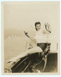 6m186 ESTHER WILLIAMS 8x10 still '50s great close up holding fishing pole & the fish she caught!