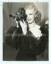 6m208 GINGER ROGERS candid 8x10.25 still '35 wonderful close up with movie camera by John Miehle!
