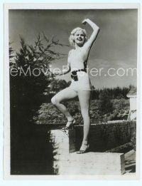 6m257 JEAN HARLOW 7x9.25 news photo '34 full-length wearing swimsuit, about to get a 3rd divorce!