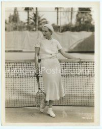 6m266 JOAN CRAWFORD 8x10.25 still '30s full-length on tennis court holding racket & wearing beret!