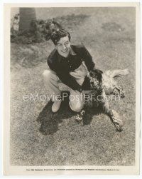 6m427 RAY MILLAND 8x10 still '36 great close up with his pet Springer Spaniel dog Gelert!