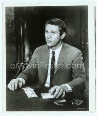 6m469 STEVE McQUEEN 8.5x10 still '65 close up with cards at poker table from The Cincinnati Kid!