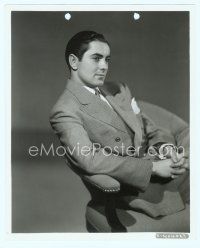 6m493 TYRONE POWER 8x10 still '39 great close up seated portrait wearing cool suit & tie!