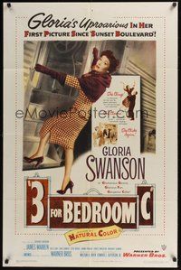 6p010 3 FOR BEDROOM C 1sh '52 cool art of glamorous Gloria Swanson boarding train!