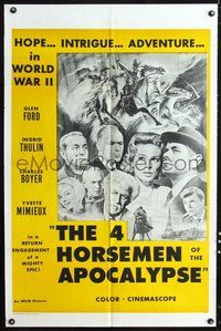 6p012 4 HORSEMEN OF THE APOCALYPSE military 1sh R60s different image of cast + Brown art!