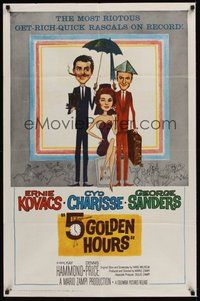 6p015 5 GOLDEN HOURS 1sh '61 wacky art of Ernie Kovacs, Cyd Charisse & George Sanders!