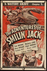 6p028 ADVENTURES OF SMILIN' JACK Chap5 1sh '42 Tom Brown serial, A Watery Grave!