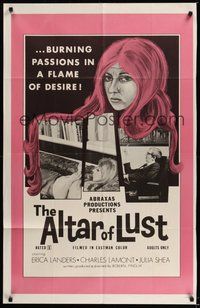 6p045 ALTAR OF LUST 1sh '71 Roberta Findlay, Harry Reems, burning passions in a flame of desire!