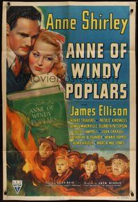 6p065 ANNE OF WINDY POPLARS 1sh '40 Anne Shirley & James Ellison, from L.M. Montgomery book!