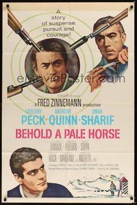 6p110 BEHOLD A PALE HORSE white 1sh '64 Gregory Peck, Anthony Quinn, Omar Sharif!