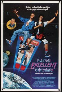 6p134 BILL & TED'S EXCELLENT ADVENTURE 1sh '89 Keanu Reeves, Socrates, Napoleon & Lincoln in booth