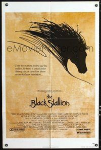 6p141 BLACK STALLION 1sh '79 Carroll Ballard, cool artwork of horse's mane!