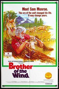 6p175 BROTHER OF THE WIND 1sh '72 art of Dick Robinson living in nature with wolves by Tanenbaum!