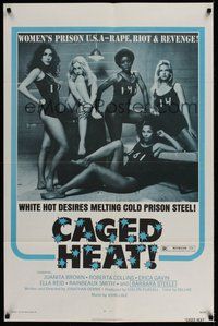 6p194 CAGED HEAT 1sh '74 first Jonathan Demme, Erica Gavin & sexy bad girls in prison!