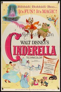6p228 CINDERELLA 1sh R73 Walt Disney classic romantic musical fantasy cartoon, Bibbidi-Bobbidi-Boo
