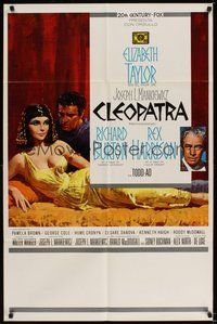 6p232 CLEOPATRA Spanish/U.S. 1sh '64 Elizabeth Taylor, Richard Burton, Rex Harrison, Howard Terpning art!
