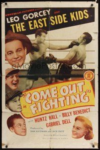 6p239 COME OUT FIGHTING 1sh '45 Leo Gorcey, Huntz Hall, East Side Kids, boxing!