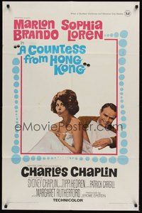 6p249 COUNTESS FROM HONG KONG 1sh '67 Marlon Brando, sexy Sophia Loren, directed by Chaplin!