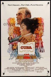 6p269 CUBA 1sh '79 cool artwork of Sean Connery & Brooke Adams and cigars!