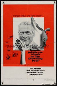 6p307 DROWNING POOL 1sh '75 cool image of Paul Newman as private eye Lew Harper!