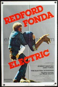 6p318 ELECTRIC HORSEMAN 1sh '79 Sydney Pollack, great image of Robert Redford & Jane Fonda!