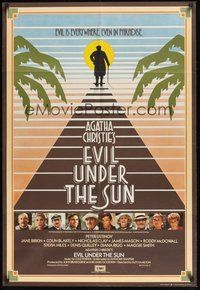 6p329 EVIL UNDER THE SUN English 1sh '82 Agatha Christie, Anthony Shaffer, Ustinov & McDowall!