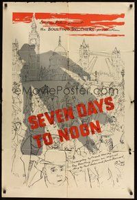 6p775 SEVEN DAYS TO NOON English 1sh '50 Atom Bomb, Boulting Brothers thriller, cool Beck art!