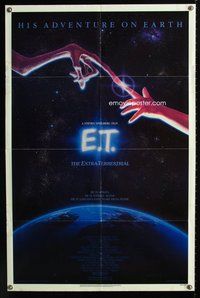 6p310 E.T. THE EXTRA TERRESTRIAL 1sh '82 Steven Spielberg classic, John Alvin art!