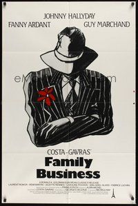 6p337 FAMILY BUSINESS arthouse 1sh '87 directed by Costa-Gavras, cool artwork!