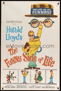6p376 FUNNY SIDE OF LIFE 1sh '63 great wacky artwork of Harold Lloyd, compilation!