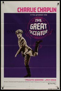 6p404 GREAT DICTATOR 1sh R72 Charlie Chaplin directs and stars, wacky WWII comedy!