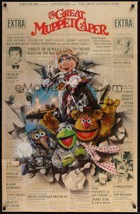 6p405 GREAT MUPPET CAPER 1sh '81 Jim Henson, Kermit the frog, great Drew Struzan artwork!