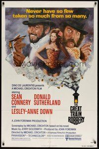6p408 GREAT TRAIN ROBBERY 1sh '79 art of Sean Connery, Sutherland & Lesley-Anne Down by Tom Jung!