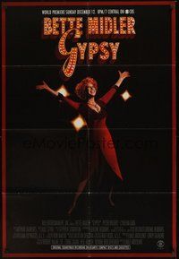 6p418 GYPSY TV advance 1sh '93 Gypsy Rose Lee bio starring Bette Midler!