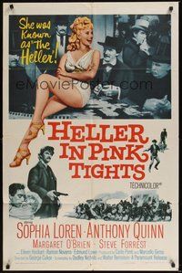 6p443 HELLER IN PINK TIGHTS 1sh '60 sexy blonde Sophia Loren, great gambling image!