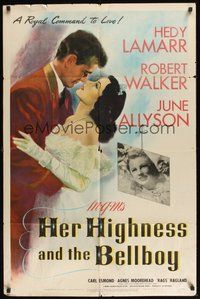 6p447 HER HIGHNESS & THE BELLBOY 1sh '45 art of sexy Hedy Lamarr & Robert Walker, June Allyson!