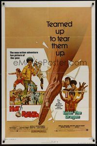 6p460 HOT POTATO/ENTER THE DRAGON 1sh '76 Bruce Lee & Jim Kelly are teamed up to tear them up!