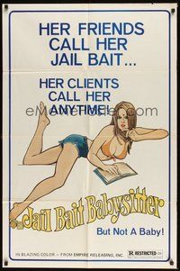 6p492 JAIL BAIT BABYSITTER 1sh '78 her friends call her jail bait, her clients call her anytime!