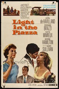 6p539 LIGHT IN THE PIAZZA 1sh '61 De Havilland, Yvette Mimieux, Rossano Brazzi & George Hamilton!