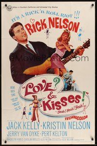 6p553 LOVE & KISSES 1sh '65 Ricky Nelson playing guitar, not rock & roll but Rick & roll!