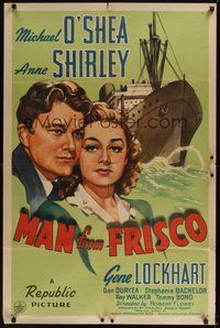 6p569 MAN FROM FRISCO 1sh '44 Anne Shirley, Michael O'Shea is the miracle man of America!