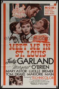 6p584 MEET ME IN ST. LOUIS 1sh R62 Judy Garland, Tom Drake, classic musical!