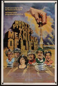 6p601 MONTY PYTHON'S THE MEANING OF LIFE 1sh '83 wacky artwork of the screwy Monty Python cast!