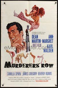 6p613 MURDERERS' ROW 1sh '66 art of spy Dean Martin as Matt Helm & sexy Ann-Margret by McGinnis!