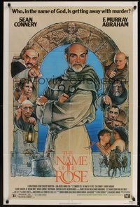6p624 NAME OF THE ROSE 1sh '86 Der Name der Rose, great Drew Struzan art of Sean Connery as monk!