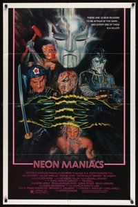 6p628 NEON MANIACS 1sh '85 Allan Hayes, R Leonard art of mutant killers!