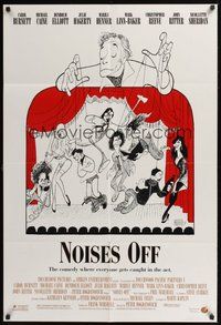 6p648 NOISES OFF DS 1sh '92 great wacky Al Hirschfeld art of cast as puppets!