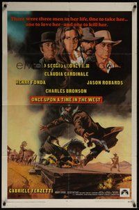 6p660 ONCE UPON A TIME IN THE WEST 1sh '68 Leone, art of Cardinale, Fonda, Bronson & Robards!