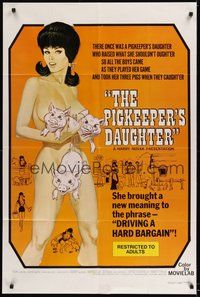 6p680 PIGKEEPER'S DAUGHTER 1sh '72 wacky and sexy artwork of farm girl!